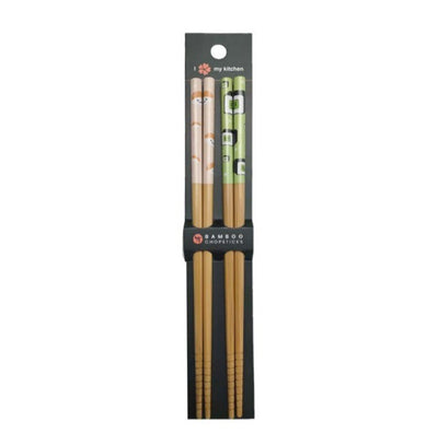 BAMBOO CHOPSTICKS 2 PAIR SALMON SUSHI & WASABI ROLL