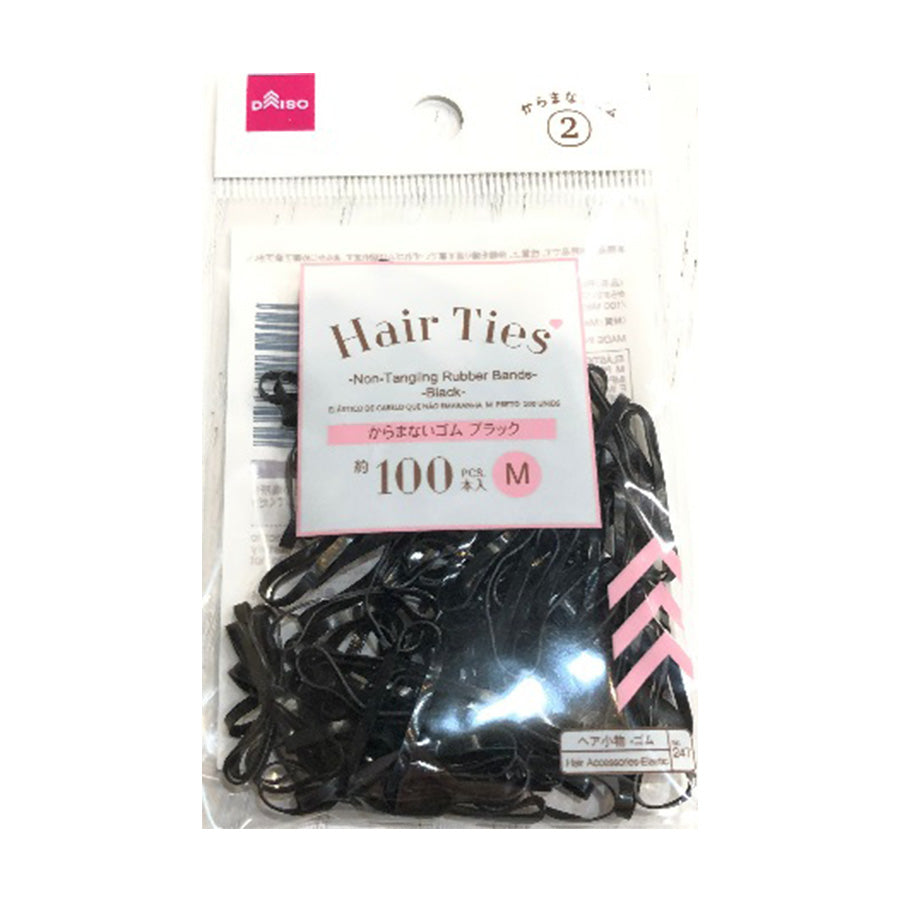 RUBBER HAIR BAND M BLACK 100PCS