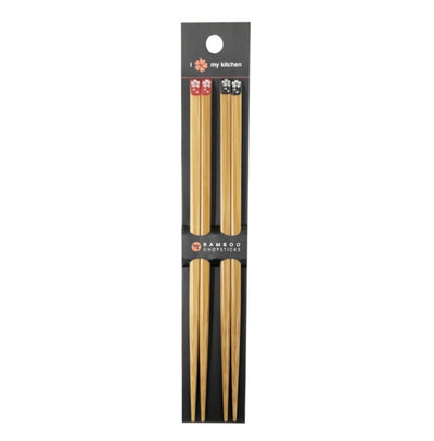BAMBOO CHOPSTICKS 2 PAIR SET RED&BLACK SAKURA