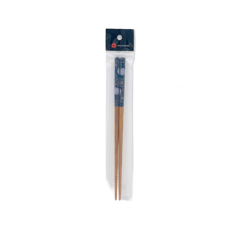 BAMBOO CHOPSTICKS BLUE FLOWERS 1P