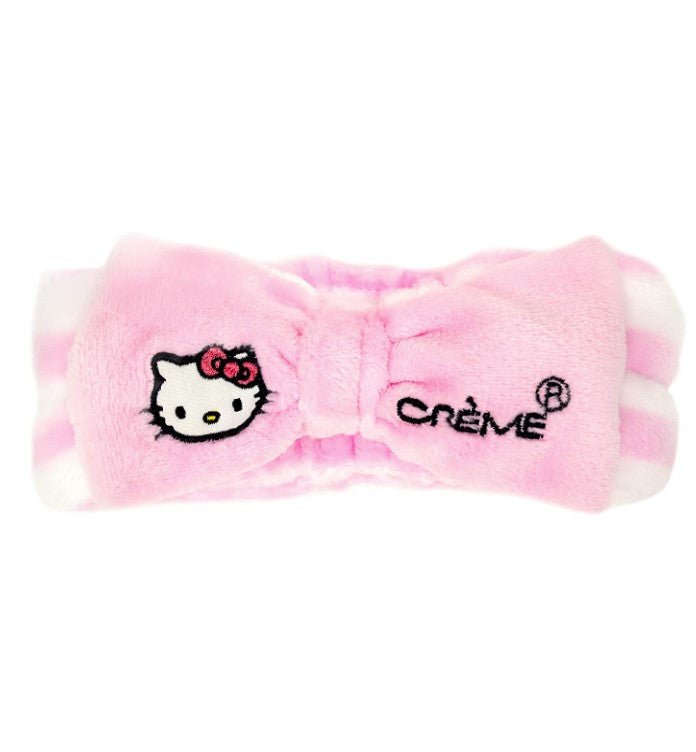 TCS HELLO KITTY PLUSH SPA HEADBAND PINK STRIPE