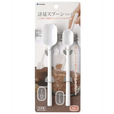INOMATA 1135 PLASTIC MEASURING LONG SPOON WHITE