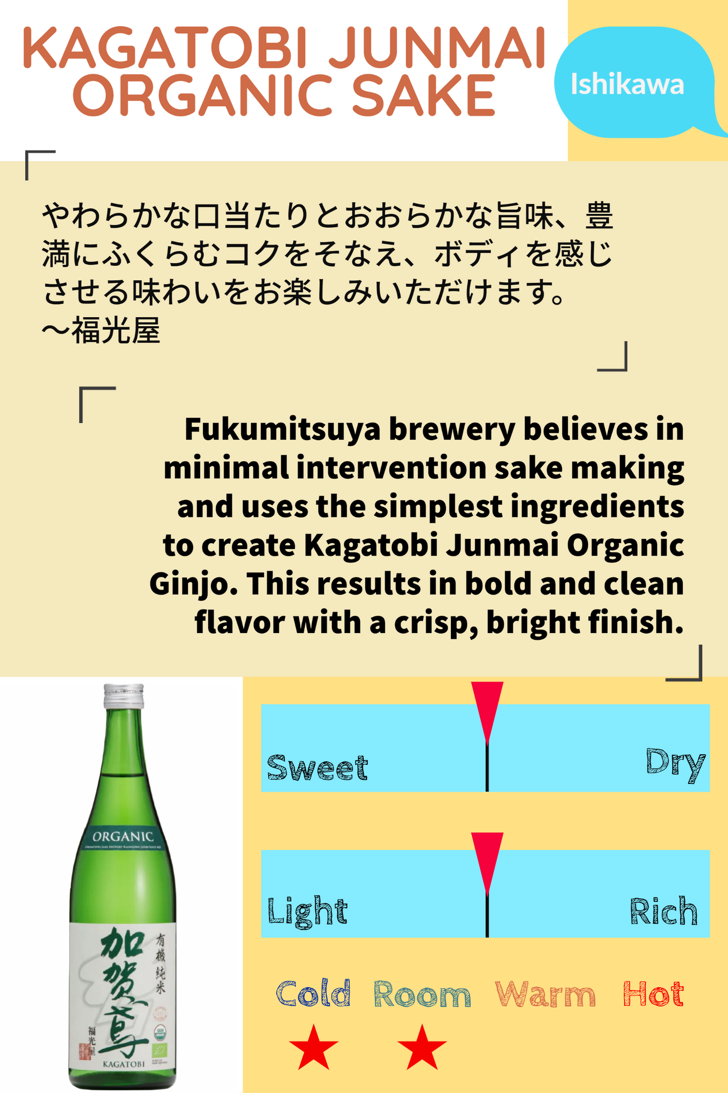 KAGATOBI JUNMAI ORGANIC SAKE