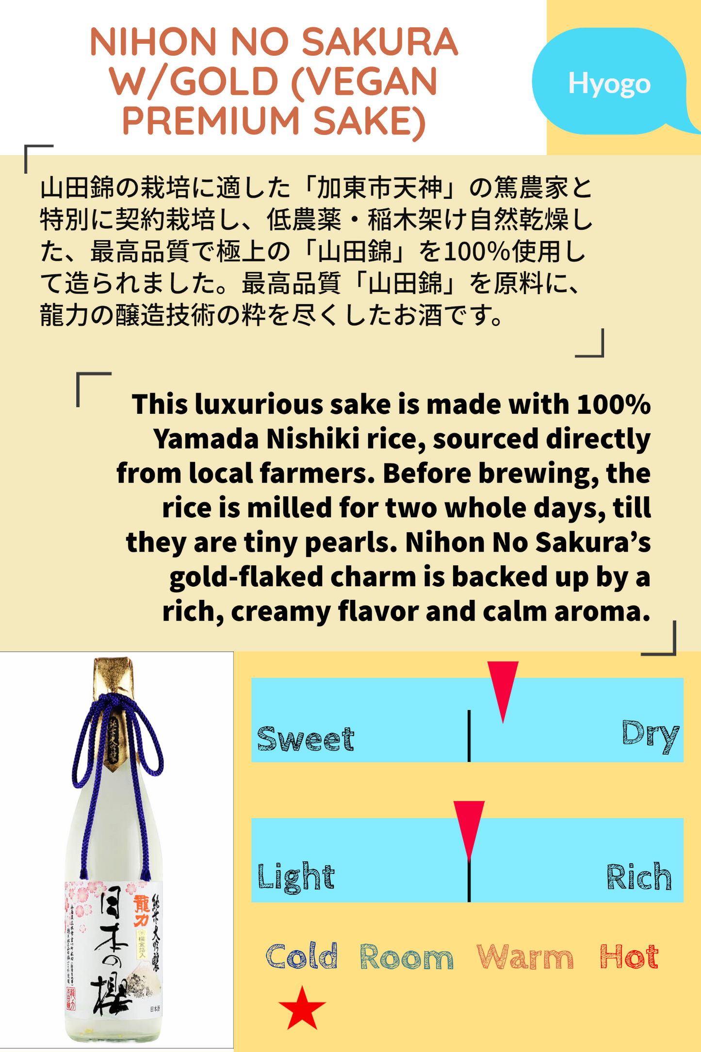 NIHON NO SAKURA W/GOLD (VEGAN PREMIUM SAKE)