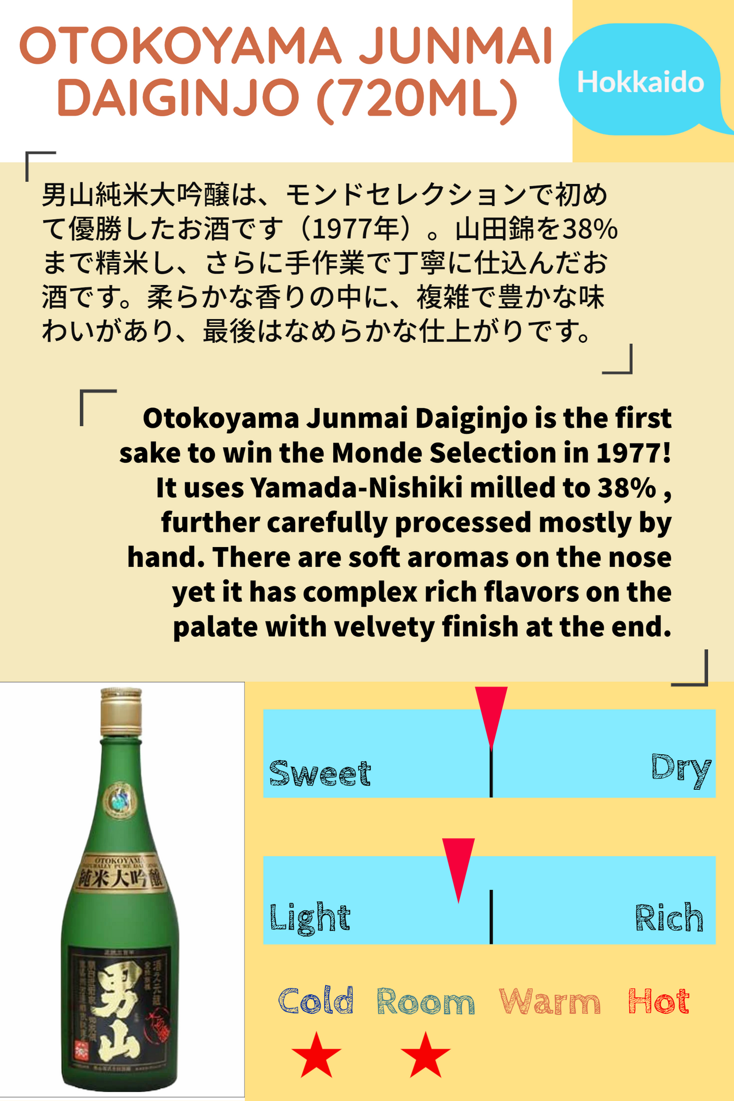 OTOKOYAMA JUNMAI DAIGINJO 720ml