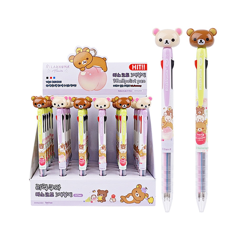 RILAKKUMA MASCOT 3-COLOR BALL PEN 0.7MM