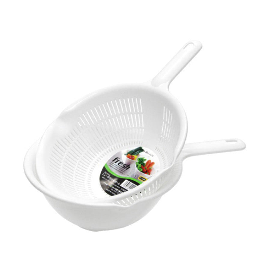 SANADA COLANDER SET 2P W/ HANDLE WHITE