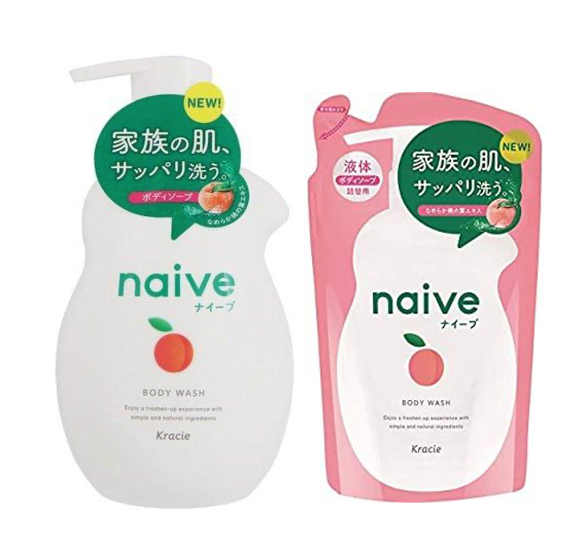 NAIVE BODY WASH PEACH PUMP+REFILL SET