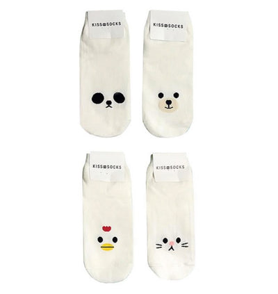WHITE ANIMAL FACE SOCKS ONE SIZE